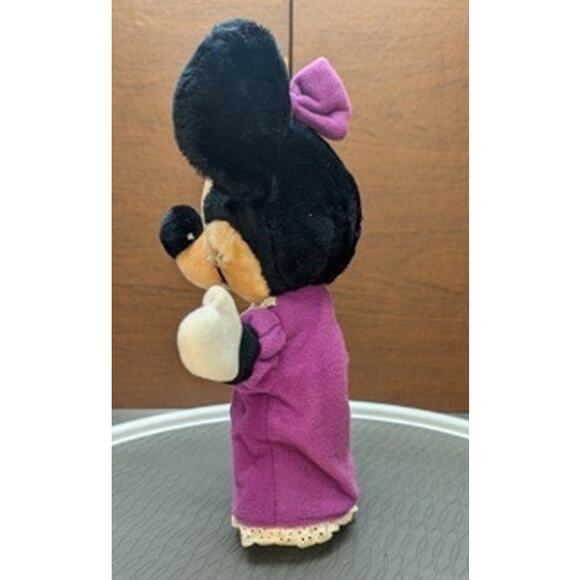Vintage Minnie Mouse Hand Puppet Walt Disney Productions Purple Bow Dress Lace - Picture 4 of 13